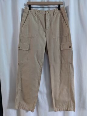 J Crew Womens Utility Cargo Pant Size 28 Straight Leg 100% Cotton Khaki Beige